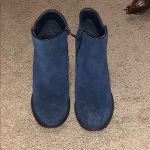 Blue suede booties